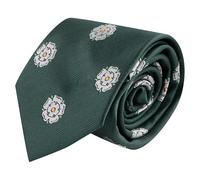 King & Priory Yorkshire Rose Dark Green Herringbone Embroidered Tie