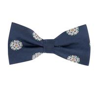 King & Priory Yorkshire Rose Navy Blue Herringbone Embroidered Bow Tie