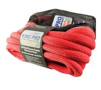 KING-PRO Kinetic Recovery Rope 7/8“x30' Towing Rope 30,000lbs Breaking Strength 100% Nylon Made Heavy Duty Offroad Snatch Strap 30% Elasticity for Full-Size Truck Large SUVs Offroad Vehicels (Red)