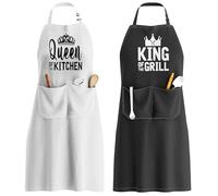King & Queen Apron Set - Christmas Gifts for Husband Wife, Funny Kitchen Gifts for Couples, Anniversary Wedding Gifts for Him Her, Valentines Day Gifts for Boyfriend Girlfriend, Xmas Stuff Unique 2023