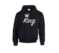 King Queen Crown Couples Valentines Matching Love 01 Lover Unisex Fit Hoodie Hooded Sweatshirt Jumber Top Black