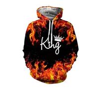 King Queen Hoodie Couple Pullover Sweatshirt His &Her Hoodies Women's Men's 3D Printed Long Sleeve Jacket