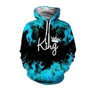 King Queen Hoodie Couple Pullover Sweatshirt His &Her Hoodies Women's Men's 3D Printed Long Sleeve Jacket