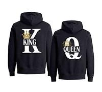 King Queen Hoodie For Couples Sweatshirt Matching Couple Hoodies For Couple Mens Women Pullover 1 Piece(BK-KING-XL)