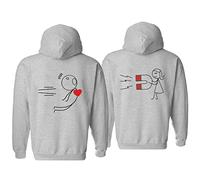 King Queen Hoodie Jumper for Couple Valentine's Day His and Her Matching Couple Hoodie Couple Sweater Partner Gift 1 Pc(Grey-Women,XXL)