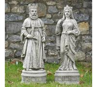King Queen XL Stone Statue | Large Arthur Guinevere Outdoor Garden Ornament UK