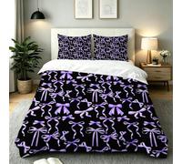 King Quilt Cover Set Purple Butterfly 220x230, ZE6214 | Breathable Bedding, for Guesthouse, with Concealed Zip, 2 Pillowcases 50x75, for Boy Girl Adults, with 4 Corner Ties