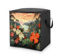 King Quilt Storage Bag,Summer Hawaiian Comforter Organizer- Easy Storage Under Bed, Closet,with Handles And Zipper