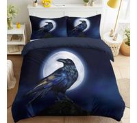 King Raven Moon Night Printed Bedding Surreal Fantasy Non Iron Duvet Cover Elegant animal Breathable Easy Care Bedding & 2 Pillowcases Male & Female