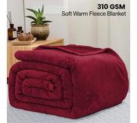 (King, Red/ Burgundy Blanket) Fleece Blankets Throw Thick Warm Super Soft Bed Sofa Travel Large Faux Fur Mink Blanket Double & King