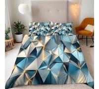 King Reversible Duvet Cover Set Geometric Shapes 3D Printed Abstract Bedding Set Soft Microfiber Quilt Cover Set 3 PCs Comforter Cover with Zipper Closure and 2 Pillowcases 50x75 cm B-10