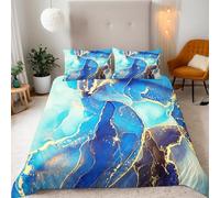 King Reversible Duvet Cover Set Marble Pattern Blue 3D Printed Abstract Bedding Set Soft Microfiber Quilt Cover Set 3 PCs Comforter Cover with Zipper Closure and 2 Pillowcases 50x75 cm B-2