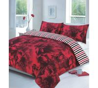 (King, Rose Red) PRINTED DUVET COVER SET EGYPTION POLY COTTON QUILT BEDDING SET DOUBLE KING SIZE