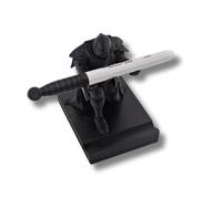 King’s Guard Knight Pen Holder with Sword Pen Top - Medieval Desk Organiser, Gothic Office Pen Stand, Knight Statue Home Decor Gift for Men, Gamers, History Fans