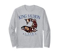 King Salmon Alaska Fishing Since 1959 Navy Blue Letters Long Sleeve T-Shirt