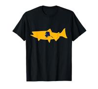 King Salmon Alaska Flag Fisherman Art Chinook Silhouette T-Shirt