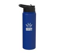 King Scott Crown - Custom First Name Birthday #1 Winner Stainless Steel Insulated Water Bottle