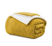 (King Sherpa Blankets, Yellow -Sherpa Blanket) Sherpa Fleece Blankets Reversible Plush Throw Soft Warm Luxurious Double Layer Sofa Bed Blanket