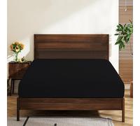 King Size 100% Egyptian Cotton Fitted Sheets 600 Thread Count 16" Deep Pocket, Ultra-Soft Hotel Luxury, Durable, Breathable and Comfy Bottom Sheet (1 Pack King Fitted Sheet, Black)