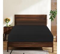 King Size 100% Egyptian Cotton Fitted Sheets 600 Thread Count 16" Deep Pocket, Ultra-Soft Hotel Luxury, Durable, Breathable and Comfy Bottom Sheet (1 Pack King Fitted Sheet, Striped Black)