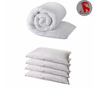 King Size 15 Tog Duvet with 4 Deluxe Super Firm Pillows - Hypoallergenic & UK Standard 19x29