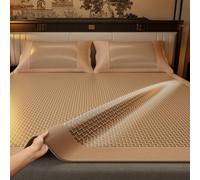 King Size Bamboo Mattress Pad - Cooling Double-Sided Rattan Weave & Ice Silk Surface - 1.8x2m Gray - Summer Bedding Essential for a Refreshing Sleep Experience