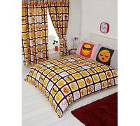 King Size Bed Emotions Black, Duvet/Quilt Cover Bedding Set, by MY HOME, Expression Smiley Sad Faces Emoji Emoticon Snooze Hashtag LOL Do Not Disturb, Red Yellow White