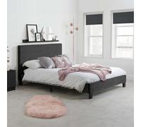 King Size Bed Frame & Mattress Black Velvet Fabric Birlea Sleepsoul Paris 5Ft