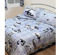 King Size Bed Shaun Sleep Duvet Cover Set, Purple Lilac Grey Pillow Feathers Stars Moon Tartan Check Dreams