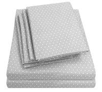 King Size Bed Sheets - 6 Piece 1500 Supreme Collection Fine Brushed Microfiber Deep Pocket King Sheet Set Bedding - 2 Extra Pillow Cases, Great Value, King, Dot Gray