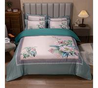 King Size Bedding Set Satin Breathable Cool Duvet Cover Set With Sheets Silk Quilt Cover Sets (Color : D, Size : 1.5-1.8m 4 pcs) (A 2.0m 4 pcs)