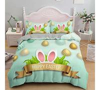 King Size Bedding Sets green easter bunny ears Soft Microfiber King Size Duvet Cover + 2 Pillowcases 19"x27" Suitable For Adults