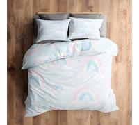 King Size Bedding Sets, Rainbow Duvet Cover with 2 Pillowcases, 3 Piece Bedroom Decor, Kids Cloud Pattern Soft Microfiber Quilt Cover, Zip Fastening A808C