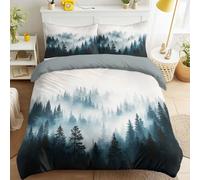 King Size Bedding Sets, Soft Microfiber Reversible Minimalist Zen Tranquil Natural Scenery Forest Duvet Cover 90" x 87" with 2 Pillowcases Modern Serene Quilt Cover for Kids and Adults
