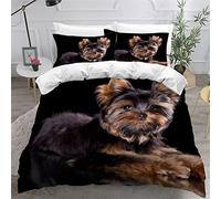 King Size Bedding Sets Yorkshire Terrier Duvet Cover Set 3D Cute Pet Ultra Soft Animal Microfiber Comforter Cover with 2 Pillowcase 50x75cm Adults Easy Care Luxury Decor Bedspread Cover 3 Pieces