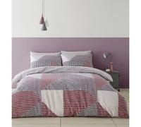(King Size) Catherine Lansfield Larsson Geo Duvet Cover Set Plum