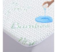 King Size Cooling Bamboo Waterproof Mattress Protector, 3D Air Fabric Breathable Bed Mattress Cover, Deep Pocket Sheet Style Mattress Pad Cover for 6-18 inches Mattress