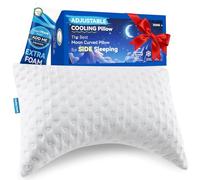 King Size Cooling Side Sleeper Pillow for Neck and Shoulder Pain, Adjustable Shredded Memory Foam Cervical Neck Support Pillow, Ergonomic Curved Crescent Pillow, Extra Fill Included, White