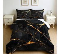 King Size Duvet 7.5 Tog Marble Crack Effect Down Alternative Quilted Duvet black Breathable Lightweight Microfibre Comforter for All Seasons, Machine Washable 230 x 220 cm