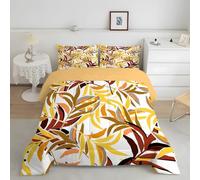 King Size Duvet Autumn Leaves Coverless Duvet Reversible Comforter Set with 2 Pillowcases Hypoallergenic Printed Duvet Soft Summer Duvet Machine Washable King Duvet 220x230cm