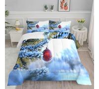 King Size Duvet Blue Christmas Coverless Duvet Reversible Comforter Set with 2 Pillowcases Hypoallergenic Printed Duvet Soft Summer Duvet Machine Washable King Duvet 220x230cm