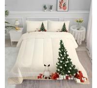 King Size Duvet Christmas tree green Coverless Duvet Reversible Comforter Set with 2 Pillowcases Hypoallergenic Printed Duvet Summer Duvet King Size Machine Washable King Duvet 220x240cm