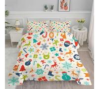 King Size Duvet Colorful Christmas Coverless Duvet Reversible Comforter Set with 2 Pillowcases Hypoallergenic Printed Duvet Summer Duvet King Size Machine Washable King Duvet 220x240cm