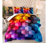 King Size Duvet Colourful Bricks Anti Dust Mite Duvet - Anti Allergen Coverless Duvet - All Year Round Soft Microfiber Coverless Duvet King Size - Machine Washable Quilt Double,2 Pillowcase