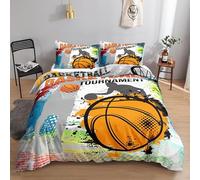 King Size Duvet Cover basketball Duvet Cover with Zipper Closure Microfiber Soft Breathable Quilt Cover 94.5x86.7 inch + 2 Matching Pillowcases 19x29 inch, for Adults Teenagers