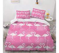 King Size Duvet Cover Cartoon Flamingo 220x230 cm Bedding Set with Zipper Closure 3D Flamingos 3 Pieces Soft Microfiber Duvet Cover with 2 Pillowcase 50x75（Pattern 19-1）