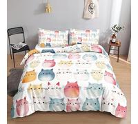 King Size Duvet Cover cat Duvet Cover with Zipper Closure Microfiber Soft Breathable Quilt Cover 94.5x86.7 inch + 2 Matching Pillowcases 19x29 inch, for Adults Teenagers