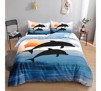 King Size Duvet Cover dolphin Duvet Cover with Zipper Closure Microfiber Soft Breathable Quilt Cover 94.5x86.7 inch + 2 Matching Pillowcases 19x29 inch, for Adults Teenagers