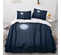 King Size Duvet Cover Elk 220x230 cm Bedding Set with Zipper Closure 3D Starry Sky 3 Pieces Soft Microfiber Duvet Cover with 2 Pillowcase 50x75（Pattern 153-14）