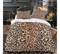 King Size Duvet Cover Leopard print Duvet Cover with Zipper Closure Microfiber Soft Breathable Quilt Cover 94.5x86.7 inch + 2 Matching Pillowcases 19x29 inch, for Adults Teenagers